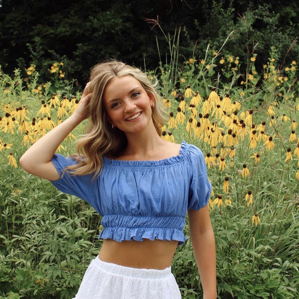 purple cropped blouse
